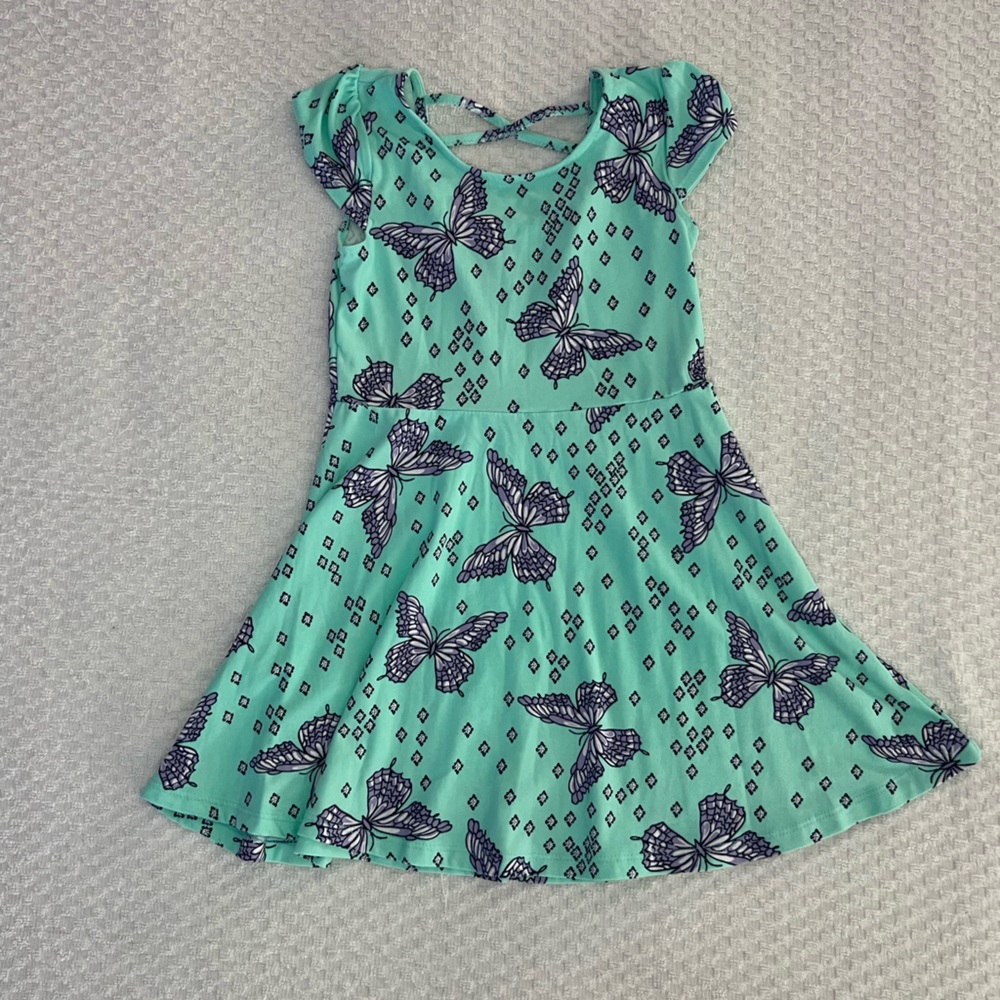 Aqua dress with butterflies